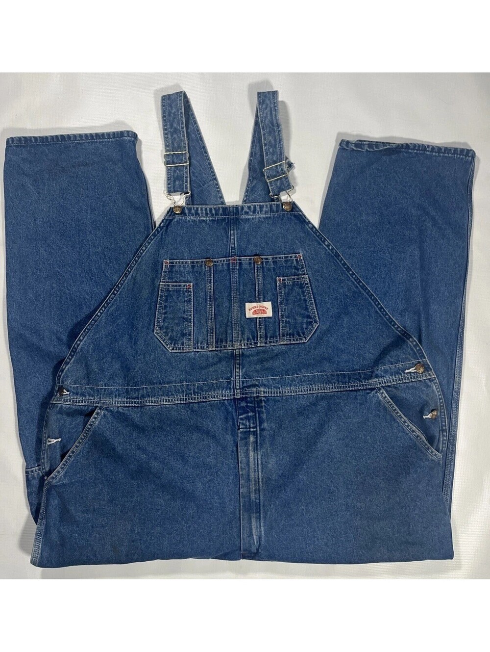 Round House Denim Bib Overalls Mens 50x30 Blue Carpenter Workwear Cotton